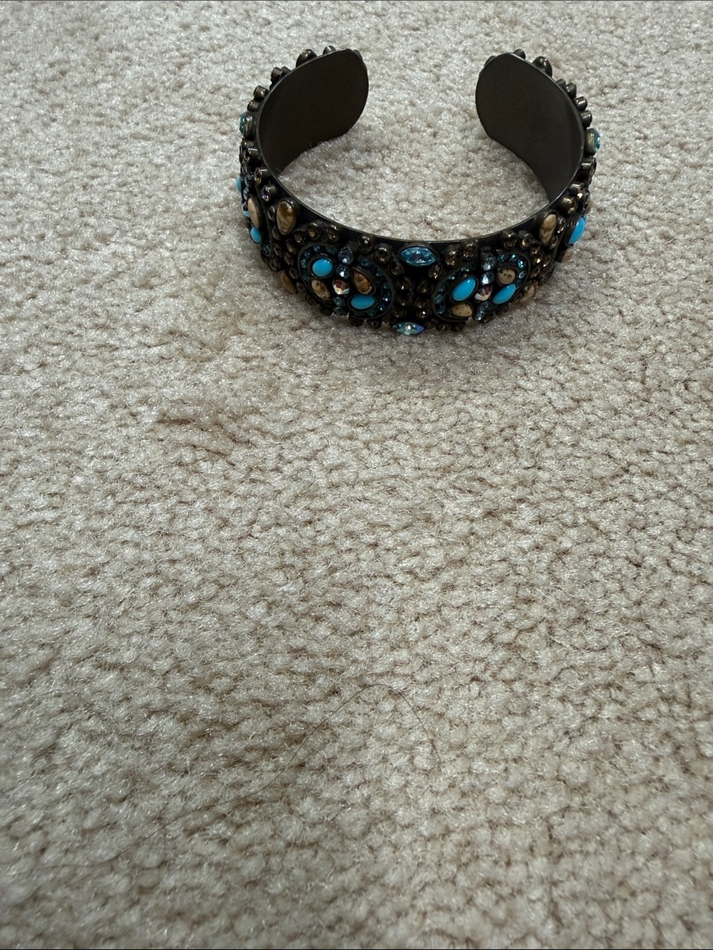 Turquoise Accent Black Cuff Bracelet
